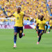 EAST RUTHERFORD, NEW JERSEY - JUNE 25: Nilson Angulo #20 of Ecuador celebrates scoring his team's first goal during the FIFA World Cup 2026 Group E match between Ecuador and Germany at New York New Jersey Stadium on June 25, 2026 in East Rutherford, New Jersey. (Photo by Buda Mendes/Getty Images)