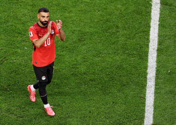SEATTLE, WASHINGTON - JUNE 26: Mohamed Salah #10 of Egypt reacts as he is substituted during the FIFA World Cup 2026 Group G match between Egypt and IR Iran at Seattle Stadium on June 26, 2026 in Seattle, Washington. (Photo by Stu Forster/Getty Images)