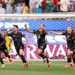 Stephen Eustaquio #7 of Canada celebrates scoring his team's first goal with team mates during the FIFA World Cup 2026 Round Of 32 match between South Africa and Canada at Los Angeles Stadium on June 28, 2026 in Inglewood, California. (Photo by Fran Santiago/Getty Images)