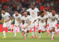 Players of Morocco dash as Ismael Saibari #11 of Morocco scores the team's fifth and winning penalty during hte penalty shootout in the FIFA World Cup 2026 Round of 32 match between Netherlands and Morocco at Monterrey Stadium on June 29, 2026 in Guadalupe, Mexico. (Photo by Carl Recine/Getty Images)