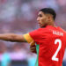 Achraf Hakimi #2 of Team Morocco looks on during the Men's semifinal match between Morocco and Spain during the Olympic Games Paris 2024 at Stade de Marseille on August 05, 2024 in Marseille, France. (Photo by Alex Livesey/Getty Images)
