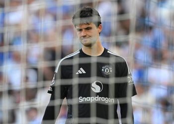 Senne Lammens of Manchester United looks on during the Premier League match between Brighton & Hove Albion and Manchester United at Amex Stadium on May 24, 2026 in Brighton, England. (Photo by Mike Hewitt/Getty Images)