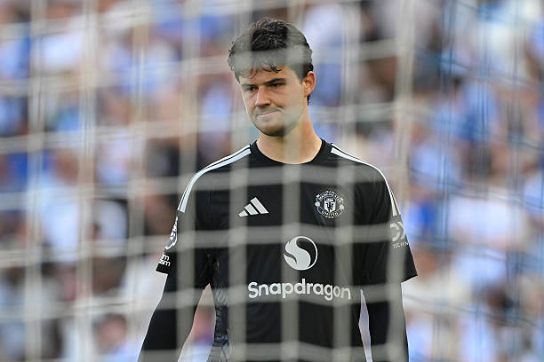 Senne Lammens of Manchester United looks on during the Premier League match between Brighton & Hove Albion and Manchester United at Amex Stadium on May 24, 2026 in Brighton, England. (Photo by Mike Hewitt/Getty Images)