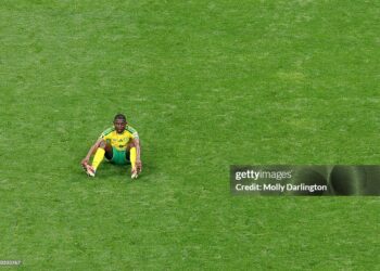 ATLANTA, GEORGIA - JUNE 18: Aubrey Modiba #6 of South Africa reacts after the 1-1 draw during the FIFA World Cup 2026 Group A match between Czechia and South Africa at Atlanta Stadium on June 18, 2026 in Atlanta, Georgia. (Photo by Molly Darlington/Getty Images)