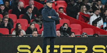 Manager Thomas Tuchel looks on during the FIFA World Cup Group F Qualifying match between England and Serbia at Wembley Stadium in London, England, on November 13, 2025. (Photo by Kevin Hodgson/MI News/NurPhoto via Getty Images)