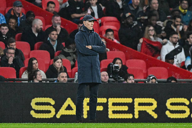Manager Thomas Tuchel looks on during the FIFA World Cup Group F Qualifying match between England and Serbia at Wembley Stadium in London, England, on November 13, 2025. (Photo by Kevin Hodgson/MI News/NurPhoto via Getty Images)