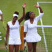Venus and Serena Williams of The United States celebrates victory during the Ladies Doubles first round match against Andreja Klepac of Slovakia and Katarina Srebotnik of Slovakia on day four of the Wimbledon Lawn Tennis Championships at the All England Lawn Tennis and Croquet Club on June 30, 2016 in London, England. (Photo by Jordan Mansfield/Getty Images)