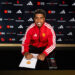 Andrey Santos of Manchester United poses after signing for the club at Carrington Training Ground on July 13, 2026 in Manchester, England. (Photo by Manchester United/Manchester United via Getty Images)