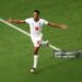 Jude Bellingham #10 of England celebrates scoring his team's sixth goal during the FIFA World Cup 2026 Bronze Final between France and England  (Photo by Jamie Squire/Getty Images)