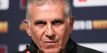 Head coach Carlos Queiroz of Qatar talks to the media during a press conference ahead of the match between Mexico and Qatar as part of the 2023 CONCACAF Gold Cup at Levi's Stadium on July 1, 2023 in Santa Clara, California. (Photo by Omar Vega/Getty Images)