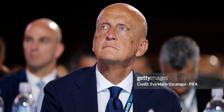 Pierluigi Collina,  Chairman of the FIFA Referees Committee, attends the 76th FIFA  Congress (Photo by Eva Marie Uzcategui - FIFA/FIFA via Getty Images)