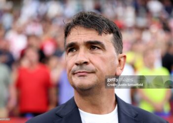 Zlatko Dalic, Head Coach of Croatia, looks on before the FIFA World Cup 2026 Round of 32 match between Portugal and Croatia (Photo by Justin Setterfield/Getty Images)