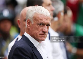 Head Coach, Didier Deschamps of France looks on before the FIFA World Cup 2026 Bronze Final between France and England (Photo by Luke Hales/Getty Images)