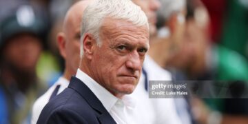 Head Coach, Didier Deschamps of France looks on before the FIFA World Cup 2026 Bronze Final between France and England  (Photo by Luke Hales/Getty Images)