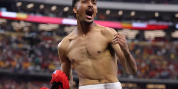 Abelmaguid after scoring the winner