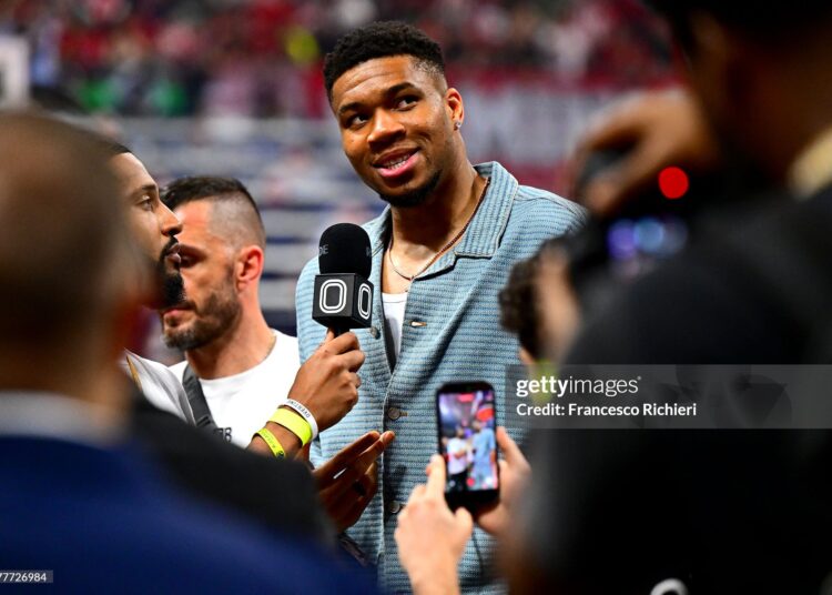 Giannis Antetokounmpo , 2 times NBA MVP during 2026 EuroLeague Championship Game Olympiacos Piraeus vs Real Madrid (Photo by Francesco Richieri/Euroleague Basketball via Getty Images)