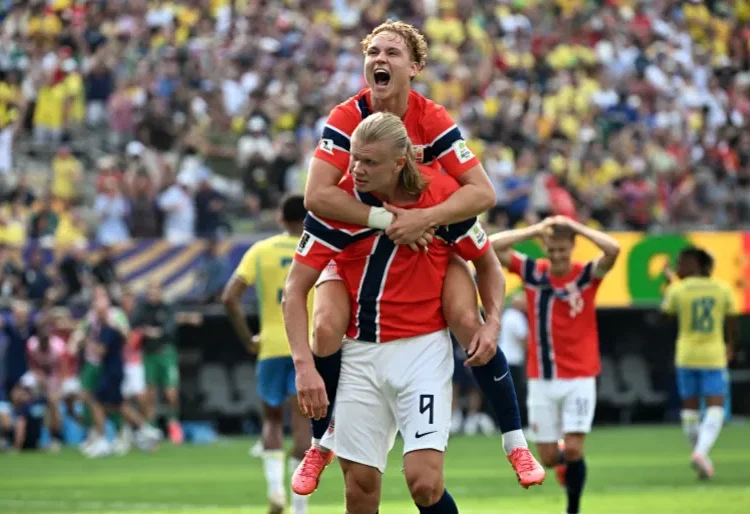 Haaland after scoring the second Goal