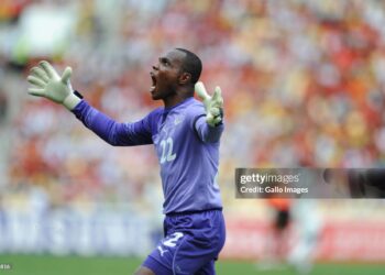 Richard Kingson of Ghana celebrates during the Africa Cup of Nations Quarter Final match between Angola and Ghana (Photo by Lefty Shivambu/Gallo Images/Getty Images)
