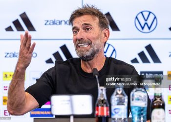 Juergen Klopp (Head coach of the german national team) gestures at DFB-Campus (Photo by Markus Ulmer - GES Sportfoto/Getty Images)