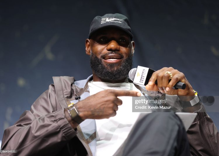 LeBron James speaks onstage during the mind the game panel at Fanatics Fest NYC 2026 (Photo by Kevin Mazur/Getty Images for Fanatics)