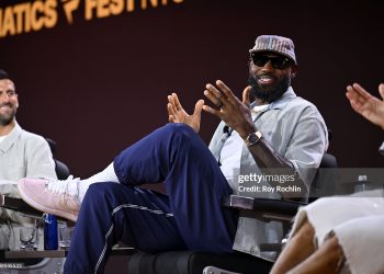 LeBron James speaks onstage during The Shop Live (Photo by Roy Rochlin/Getty Images for Fanatics)