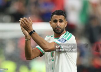 Riyad Mahrez #7 of Algeria applauds fans after the 0-2 loss during the FIFA World Cup 2026 Round of 32 match between Switzerland and Algeria (Photo by Emilee Chinn/Getty Images)
