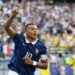 Kylian Mbappe #10 of France celebrates scoring his team's third goal during the FIFA World Cup 2026 Round Of 32 match between France and Sweden (Photo by Al Bello/Getty Images)