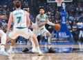 LaMelo Ball #1 of the Charlotte Hornets dribbles the ball during the game against the Orlando Magic during the SoFi NBA Play In (Photo by Fernando Medina/NBAE via Getty Images)