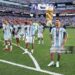 Lionel Messi #10 and players of Argentina watch players of Spain receiving the medals following the FIFA World Cup 2026 Final match between Spain and Argentina (Photo by Maja Hitij - FIFA/FIFA via Getty Images)