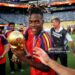 Nico Williams #17 of Spain celebrates with the FIFA World Cup Winner’s Trophy after the team’s victory following the FIFA World Cup 2026 Final match between Spain and Argentina (Photo by Hector Vivas - FIFA/FIFA via Getty Images)