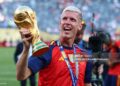 Dani Olmo of Spain celebrates with the trophy following his team's victory at the end of the FIFA World Cup 2026 Final match between Spain and Argentina (Photo by Chris Brunskill/Fantasista/Getty Images)