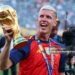 Dani Olmo of Spain celebrates with the trophy following his team's victory at the end of the FIFA World Cup 2026 Final match between Spain and Argentina (Photo by Chris Brunskill/Fantasista/Getty Images)