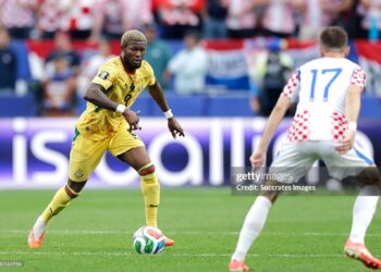 Kwasi Sibo of Ghana  during the  World Cup match between Croatia  v Ghana  (Photo by Marcel Bonte/Soccrates/Getty Images)
