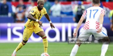 Kwasi Sibo of Ghana  during the  World Cup match between Croatia  v Ghana  (Photo by Marcel Bonte/Soccrates/Getty Images)