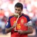Rodri #16 of Spain is presented with the Golden Ball award after the FIFA World Cup 2026 Final match between Spain and Argentina (Photo by Carl Recine/Getty Images)
