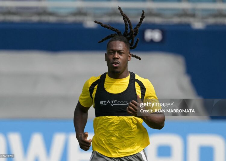 Ghana's midfielder #10 Brandon Thomas-Asante takes part in an MD-1 training session at the Sporting KC Stadium in Kansas City on July 2, 2026, on the eve of the 2026 World Cup round of 32 football match (Photo by JUAN MABROMATA / AFP via Getty Images)
