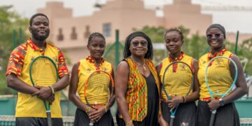 Golden rackets with GTF Board Member and Diamond Rackets Coordinator, Zenabu Sulemana