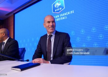 Headcoach of France Zinedine ZIDANE during the press conference of the new National Coach of France (Photo by Daniel Derajinski/Icon Sport via Getty Images)