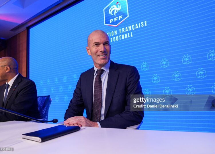 Headcoach of France Zinedine ZIDANE during the press conference of the new National Coach of France (Photo by Daniel Derajinski/Icon Sport via Getty Images)