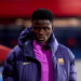 Abdul Aziz Issah of FC Barcelona Atletic looks on prior to the Segunda RFEF G3 match between FC Barcelona Atletic and Valencia Mestalla at Estadi Johan Cruyff on January 07, 2026 in Barcelona, Spain. (Photo by Pablo Rodriguez/Quality Sport Images/Getty Images)