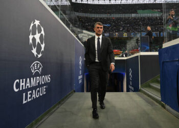 Paolo Maldini of AC Milan arrives before the UEFA Champions League semi-final second leg match between FC Internazionale and AC Milan at Stadio Giuseppe Meazza on May 16, 2023 in Milan, Italy. (Photo by Claudio Villa/AC Milan via Getty Images)
