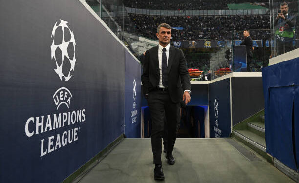 Paolo Maldini of AC Milan arrives before the UEFA Champions League semi-final second leg match between FC Internazionale and AC Milan at Stadio Giuseppe Meazza on May 16, 2023 in Milan, Italy. (Photo by Claudio Villa/AC Milan via Getty Images)