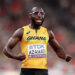 Benjamin Azamati of Team Ghana celebrates after teammate Abdul-Rasheed Saminu (not pictured) crosses the finish line in the Men's 4x100m Relay Heats on day eight of the World Athletics Championships Tokyo 2025 at National Stadium on September 20, 2025 in Tokyo, Japan.  (Photo by Christian Petersen/Getty Images)
