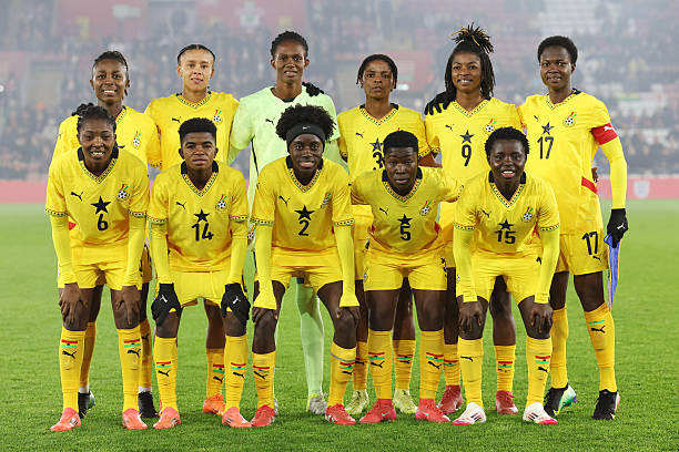 Ghana pose for a team group photo before the Women's international friendly between England and Ghana at St Mary's Stadium on December 2, 2025 in Southampton, England. (Photo by Charlotte Wilson/Offside/Offside via Getty Images)