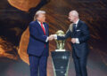 FIFA President Gianni Infantino and U.S. President Donald Trump during the FIFA World Cup 2026 official draw at John F. Kennedy Center for the Performing Arts on December 5, 2025 in Washington, DC. (Photo by Tasos Katopodis - FIFA/FIFA via Getty Images)