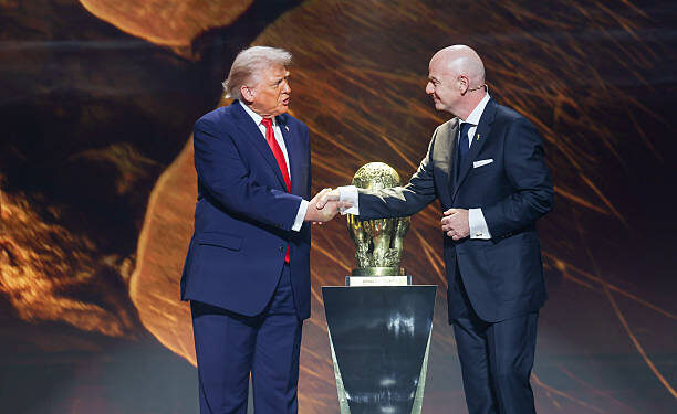 FIFA President Gianni Infantino and U.S. President Donald Trump during the FIFA World Cup 2026 official draw at John F. Kennedy Center for the Performing Arts on December 5, 2025 in Washington, DC. (Photo by Tasos Katopodis - FIFA/FIFA via Getty Images)