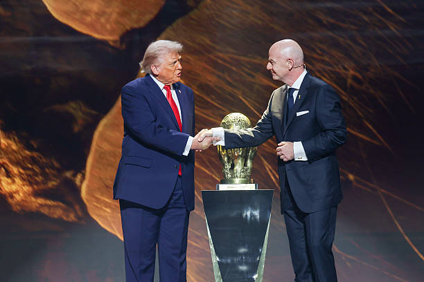FIFA President Gianni Infantino and U.S. President Donald Trump during the FIFA World Cup 2026 official draw at John F. Kennedy Center for the Performing Arts on December 5, 2025 in Washington, DC. (Photo by Tasos Katopodis - FIFA/FIFA via Getty Images)