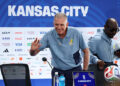 Carlos Queiroz, Head Coach of Ghana, waves during a press conference ahead of the FIFA World Cup 2026 Round of 32 match between Colombia and Ghana at Kansas City Stadium on July 02, 2026 in Kansas City, Missouri. (Photo by Julian Finney - FIFA/FIFA via Getty Images)