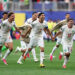 Neil El Aynaoui #24, Achraf Hakimi #2 and Brahim Diaz #10 of Morocco applaud fans after the 3-0 victory during the FIFA World Cup 2026 Round of 16 match between Canada and Morocco at Houston Stadium on July 04, 2026 in Houston, Texas. (Photo by Kevin C. Cox/Getty Images)