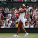 Naomi Osaka of Japan celebrates winning match point against Aryna Sabalenka during their Ladies' Singles fourth round match on day seven of The Championships Wimbledon 2026 at All England Lawn Tennis and Croquet Club on July 05, 2026 in London, England. (Photo by Cameron Spencer/Getty Images)